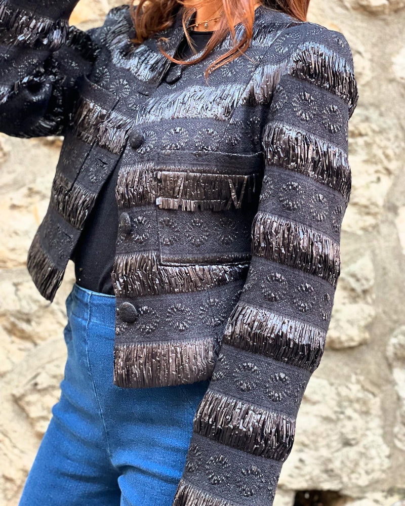 Marta Black Rafia Jacket - FW24 - Alexandra Rafie