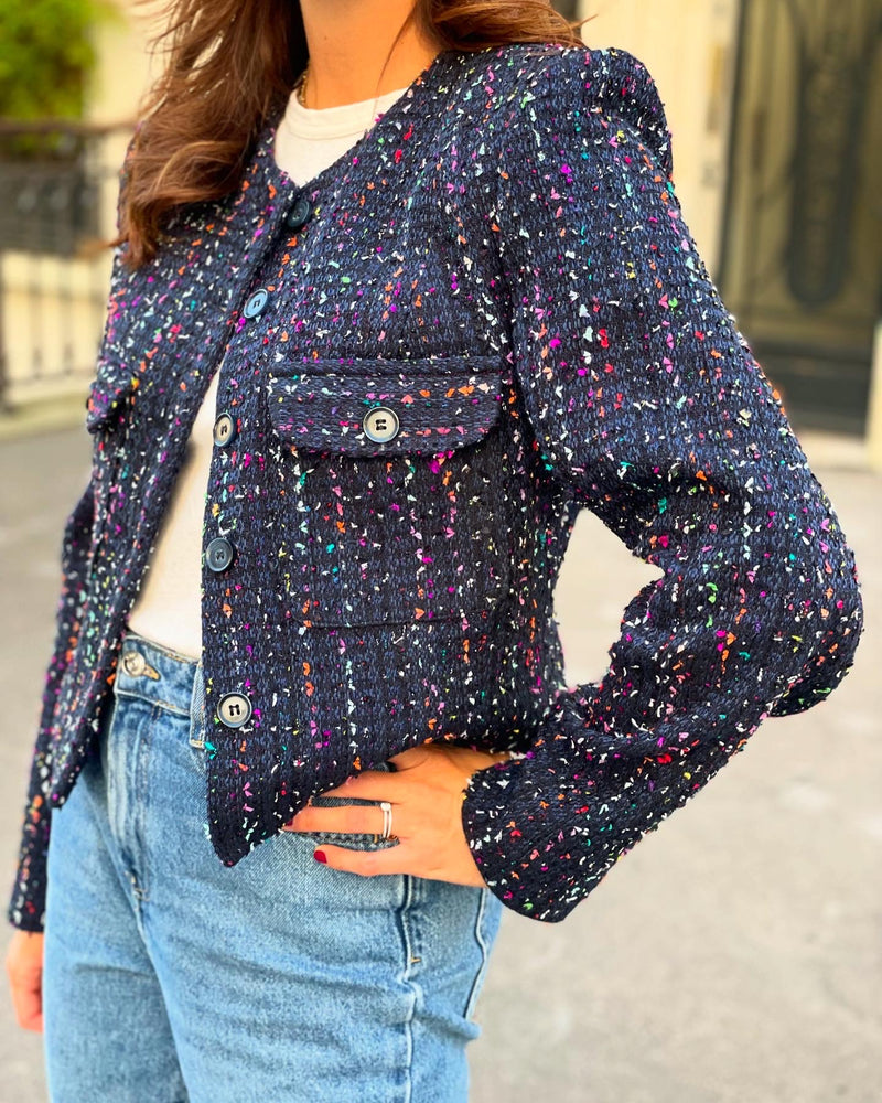 Marly Navy Blue Jacket - FW24 - Alexandra Rafie