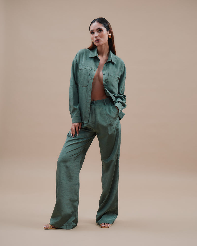 Kaki Palazzo Pants - SS24 - Alexandra Rafie