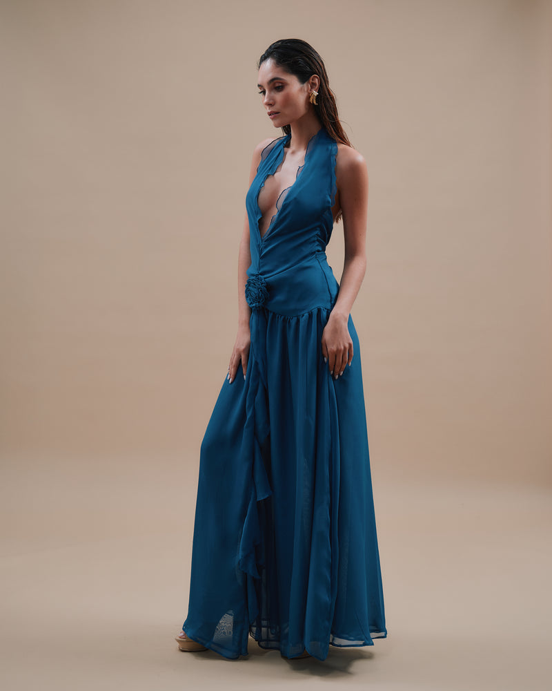 Camilla Petrol Dress - SS24 - Alexandra Rafie