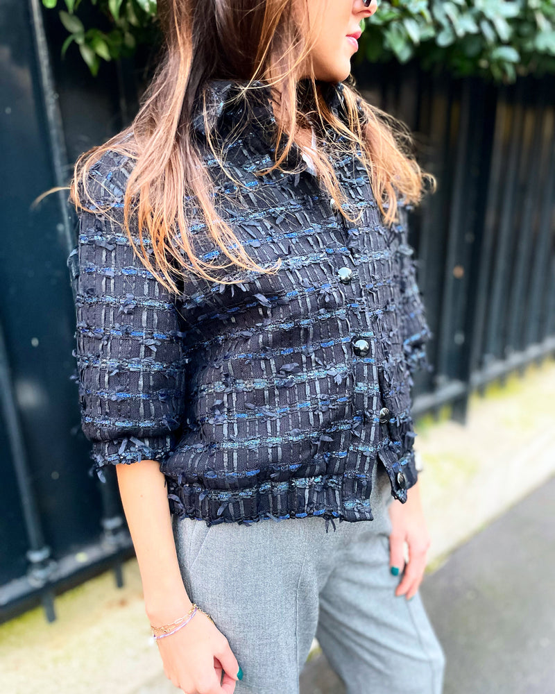 Sasha Black & Blue Bomber - FW22 - Alexandra Rafie