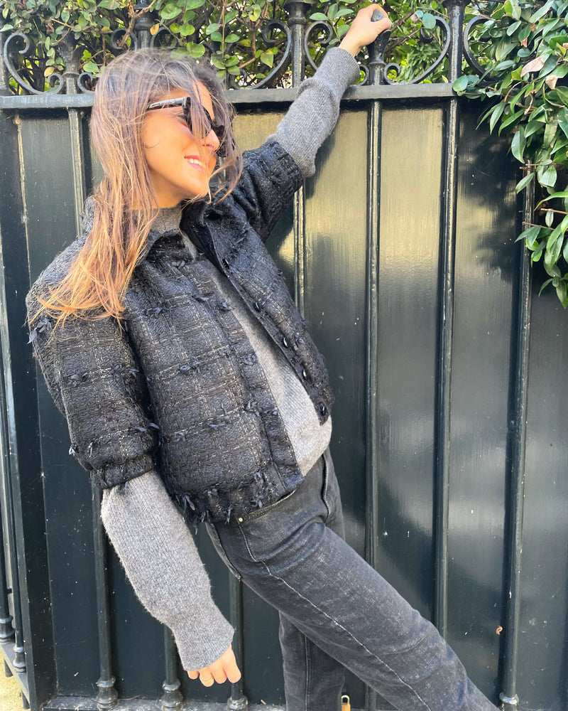 Sasha Black & Grey Bomber - SS23 - Alexandra Rafie